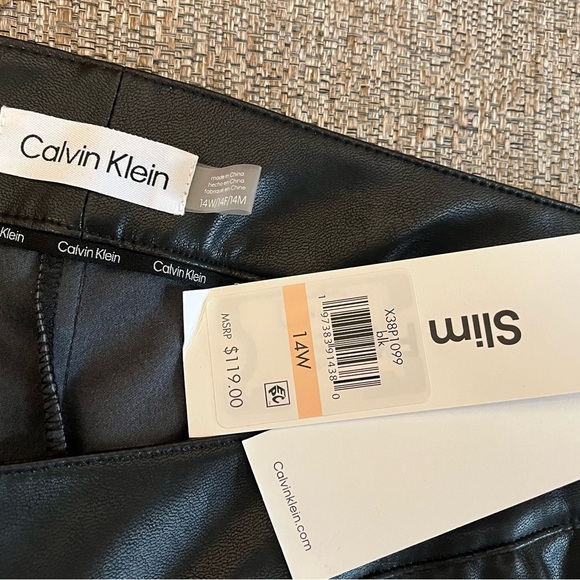 ❣️🆕Calvin Klein Black Faux Leather Slim Leg Suit Pants❣️ - Picture 8 of 11
